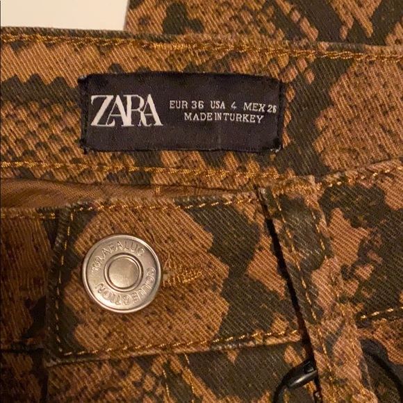 Zara Brown Snakeskin Print Jean - Picture 8 of 11